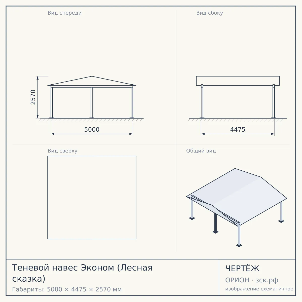 Теневой навес Эконом (Лесная сказка) — чертёж